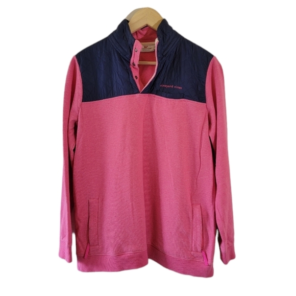 Vineyard Vines Performance Pink Navy Pullover Sweatshirt Sz M Athleisure Outdoor - Picture 12 of 12